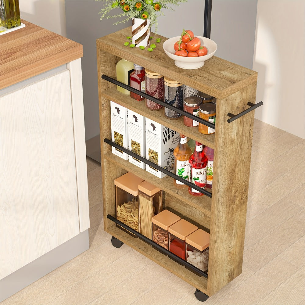 Narrow Rolling Slim Storage Cart with Locking Wheels for Bathroom detail image - detail view 3
