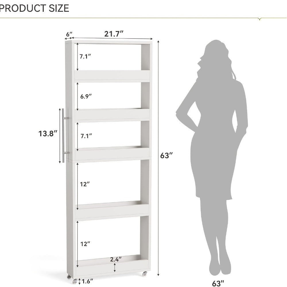 Narrow Rolling Slim Storage Cart with Locking Wheels for Bathroom detail image - detail view 5