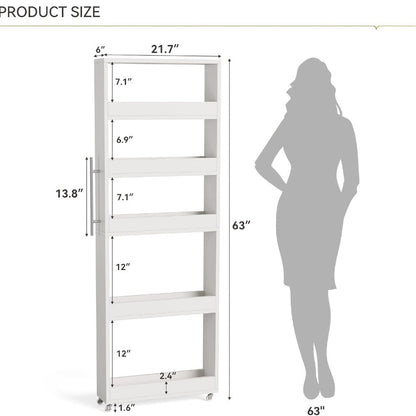 Narrow Rolling Slim Storage Cart with Locking Wheels for Bathroom detail image - detail view 5