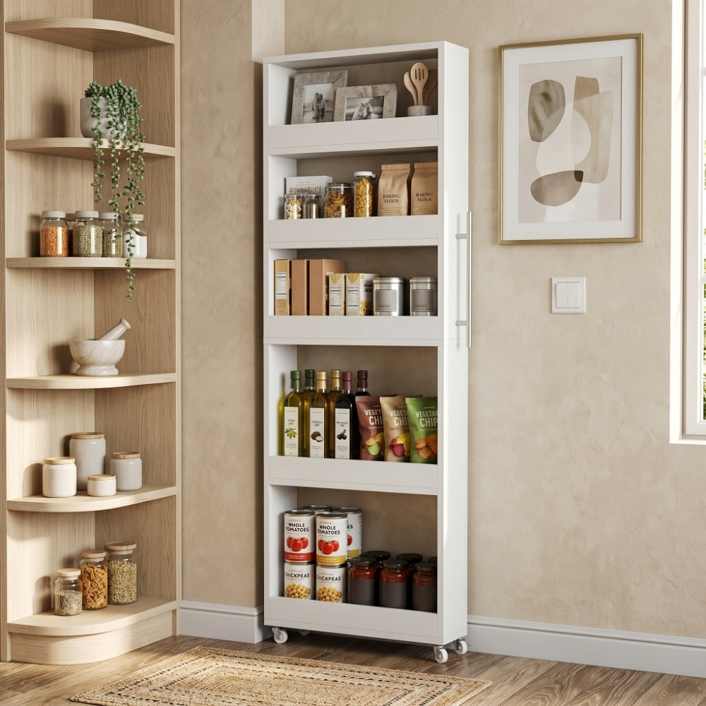 Narrow Rolling Slim Storage Cart with Locking Wheels for Bathroom detail image - detail view 6