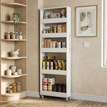Narrow Rolling Slim Storage Cart with Locking Wheels for Bathroom detail image - detail view 6