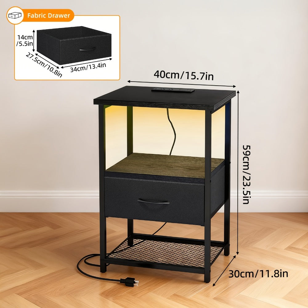 Nightstand with Charging Station and LED Lighting for Bedroom detail image - detail view 6