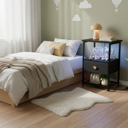 Nightstand with Charging Station and LED Lighting for Bedroom detail image - detail view 9