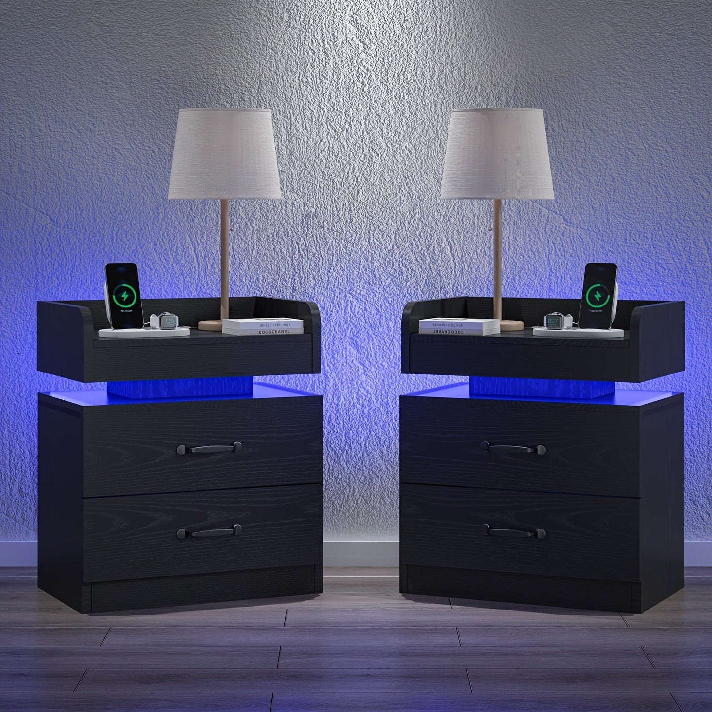 Nightstand shown in the Black, 2pcs/set option