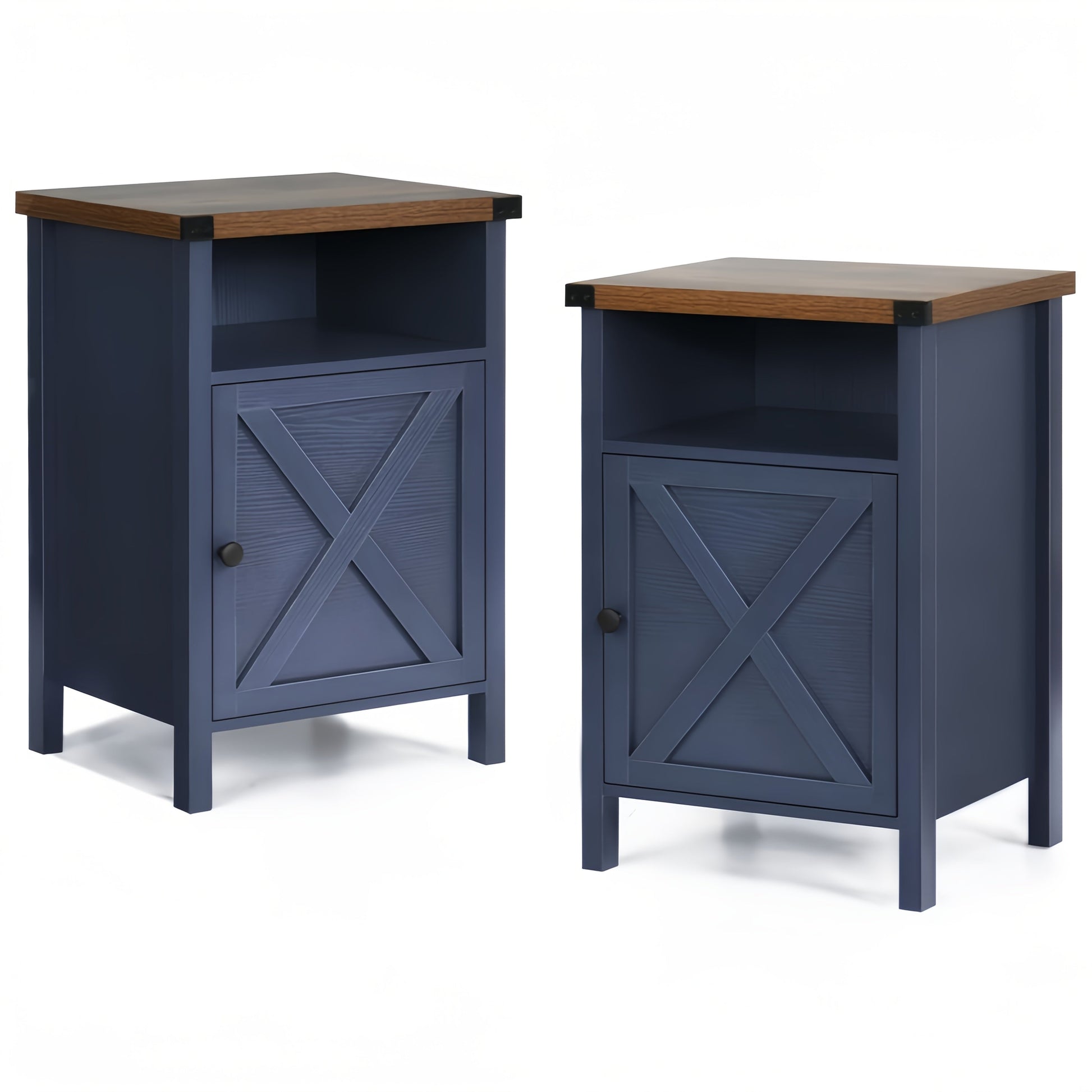 Nightstand shown in the Navy Blue, 2 Packs option