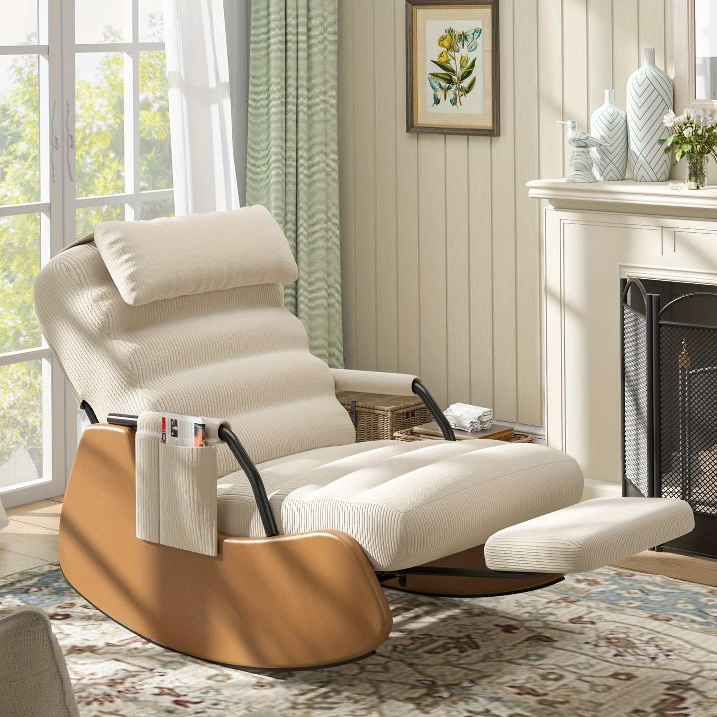 Nursery Glider Chair shown in the Beige/Brown option