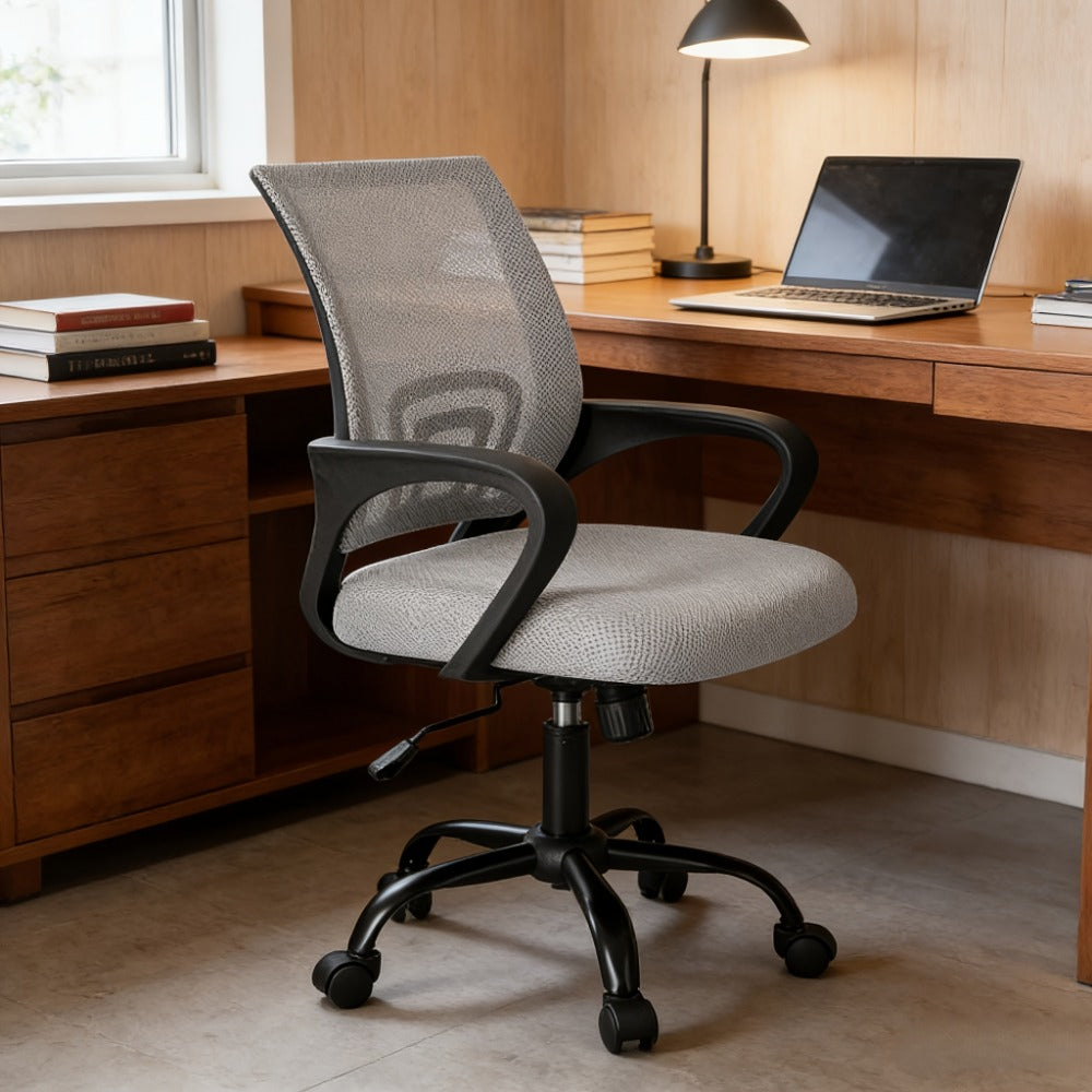Office Chair with Lumbar Support & Rocking Mode - Height Adjustable Fixed Armrest Swivel shown in the main product view