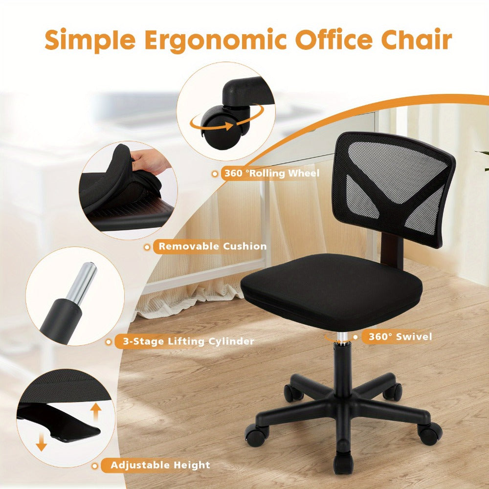 Office Chair, Contemporary Minimalist Swivel Chair with Lumbar Support - Armless Indoor shown in the main product view