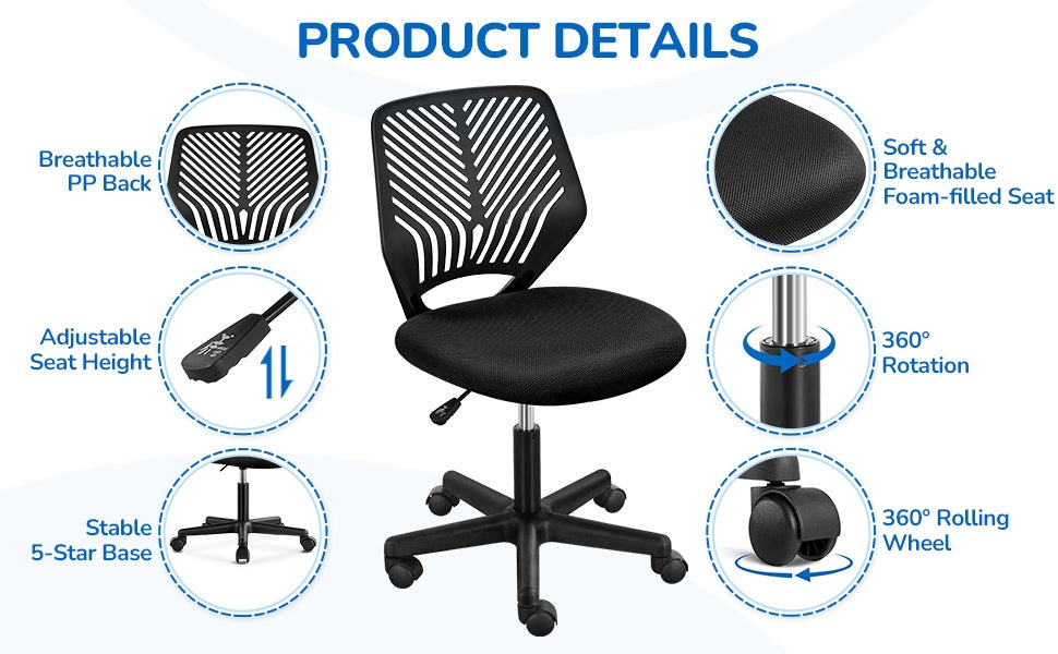 Office Chair with Adjustable Height and Lumbar Support for Home Office detail image - detail view 33