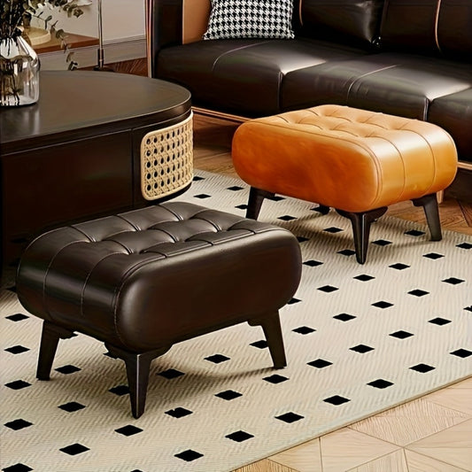 Ottoman, Footrest Low Stool Minimalist Black Small Ottoman for Living Room Bedroom shown in the main product view