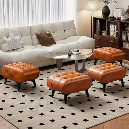 Ottoman, Memory Foam Footstool Square Cushioned Shoe Changing Stool - Modern Low Stool shown in the main product view