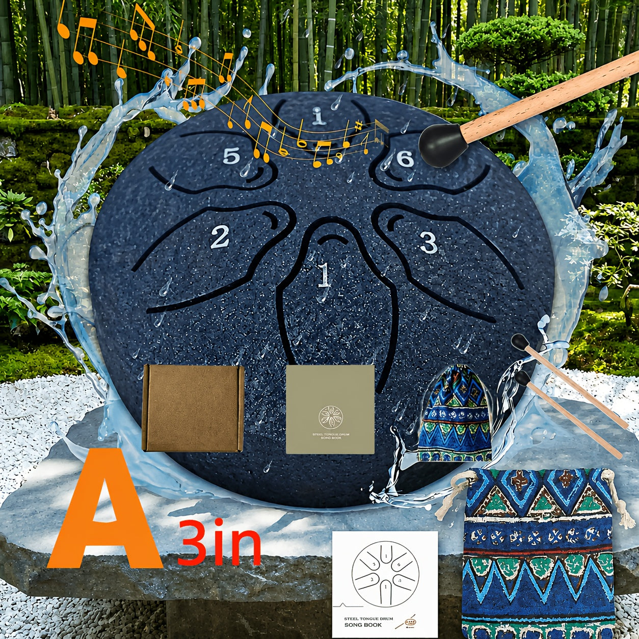 Steel Tongue Drum shown in the Silvery A option