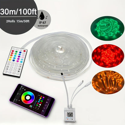 Outdoor LED Strip Lights, 100-Foot RGB Rope with App and Remote Control detail image