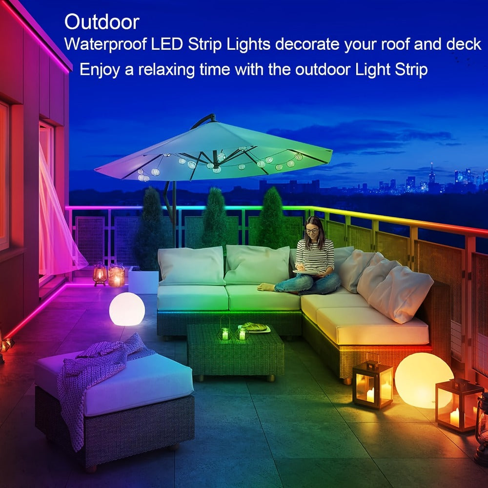 Outdoor LED Strip Lights, 100-Foot RGB Rope with App and Remote Control detail image - detail view 6