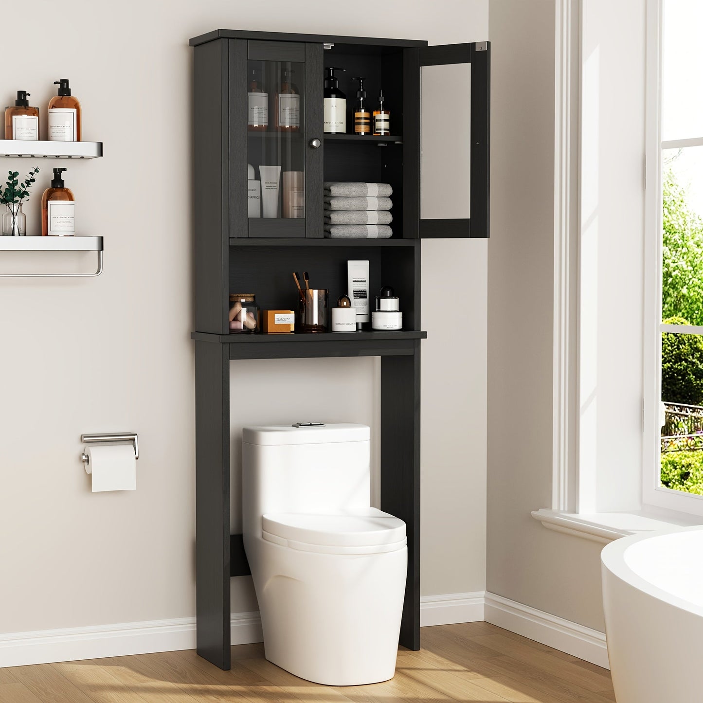 Bathroom Storage Cabinet shown in the Black option