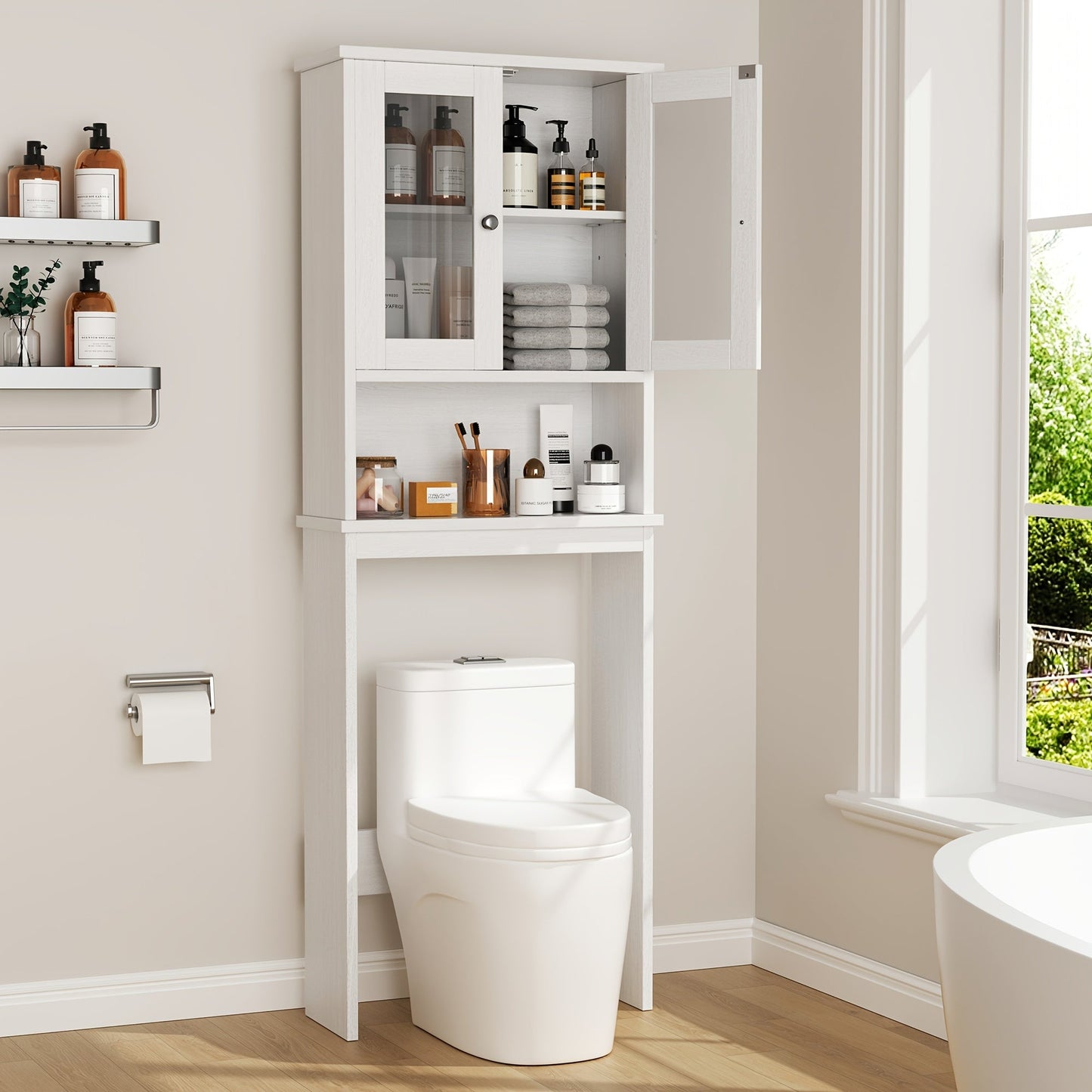 Bathroom Storage Cabinet shown in the White option