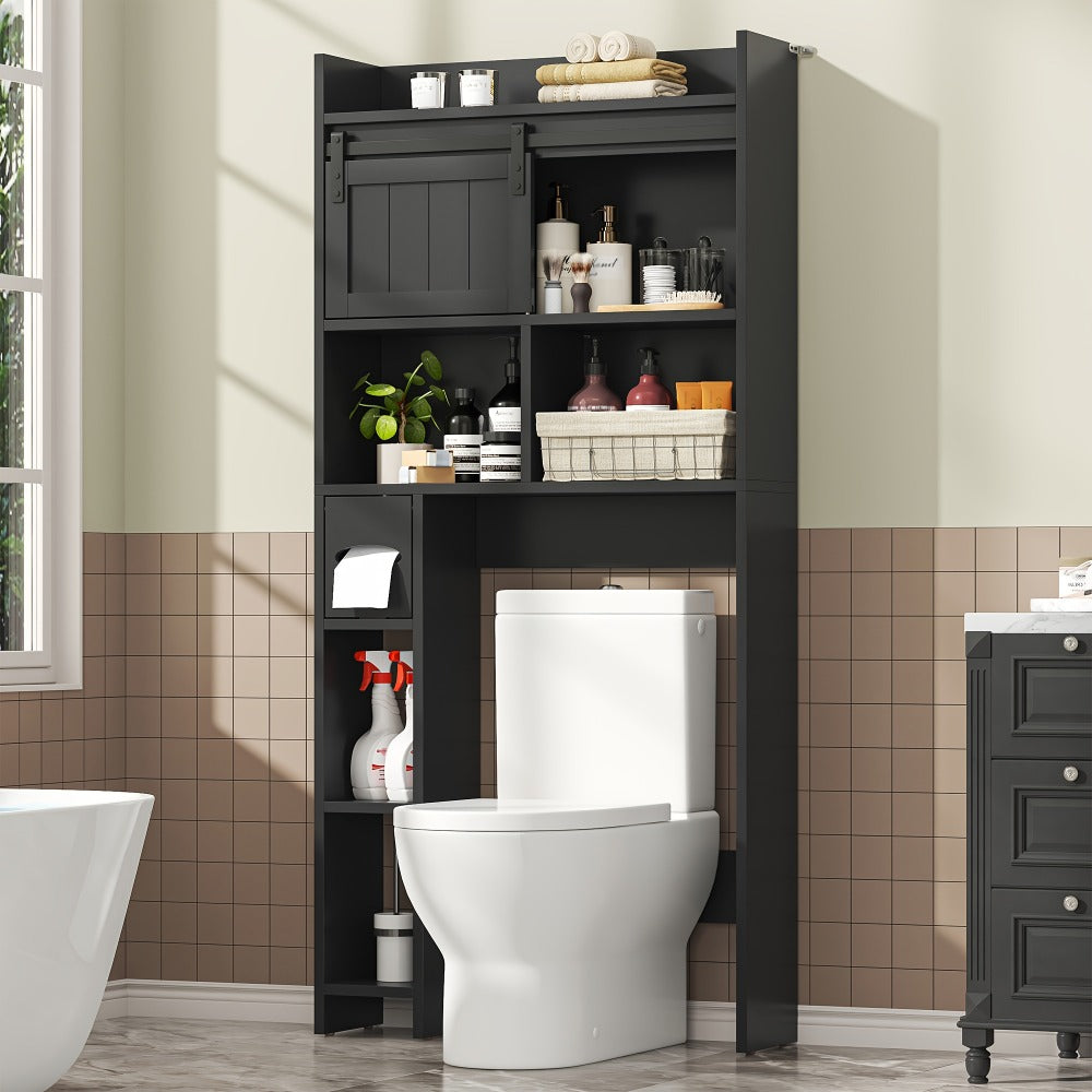Over-the-Toilet Storage Organizer with Sliding Doors, Toilet Shelf Organizer for Entryway detail image - detail view 3