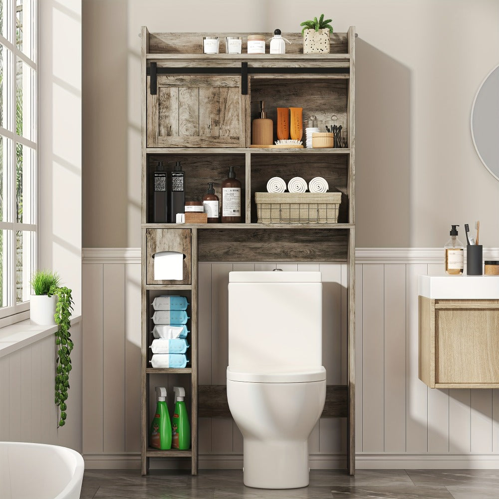 Over-the-Toilet Storage Organizer with Sliding Doors, Toilet Shelf Organizer for Entryway detail image - detail view 4