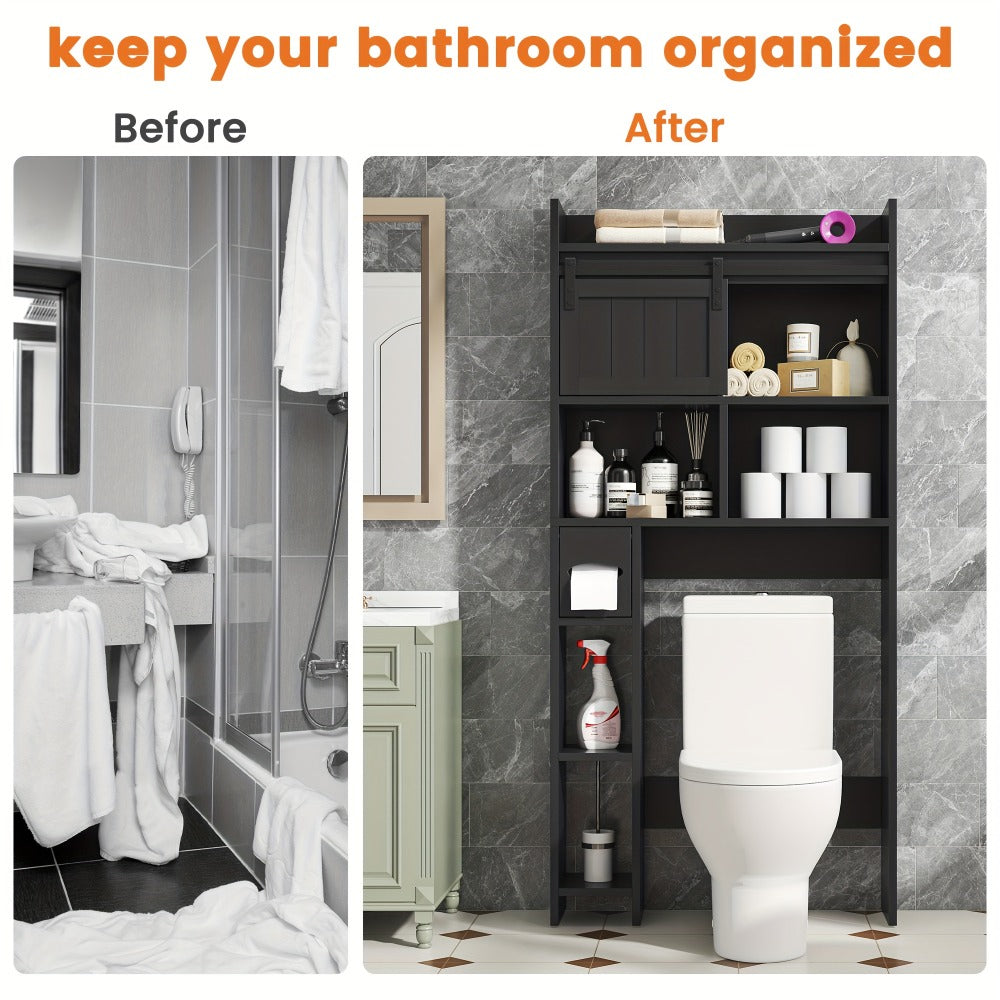 Over-the-Toilet Storage Organizer with Sliding Doors, Toilet Shelf Organizer for Entryway detail image - detail view 7