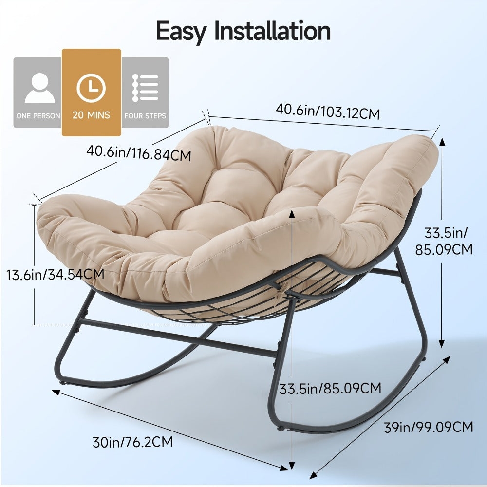 Oversized Outdoor Rocking Chair with Weather-Resistant Finish detail image - detail view 3