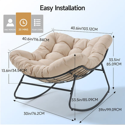 Oversized Outdoor Rocking Chair with Weather-Resistant Finish detail image - detail view 3