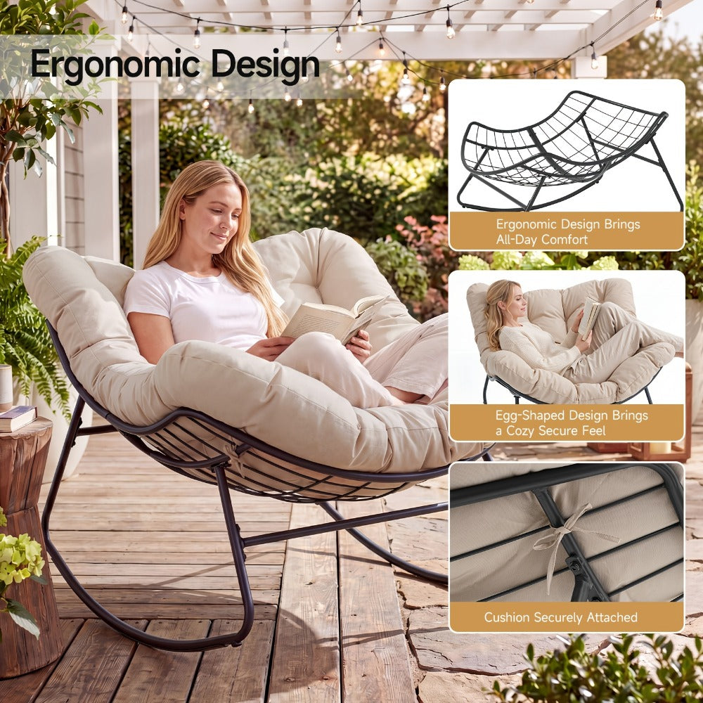 Oversized Outdoor Rocking Chair with Weather-Resistant Finish detail image - detail view 7