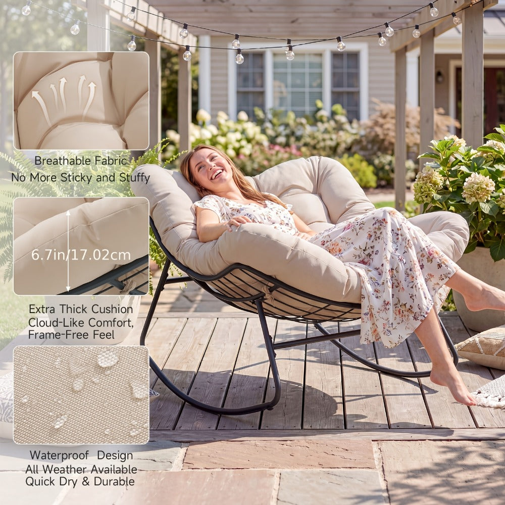 Oversized Outdoor Rocking Chair with Weather-Resistant Finish detail image - detail view 8