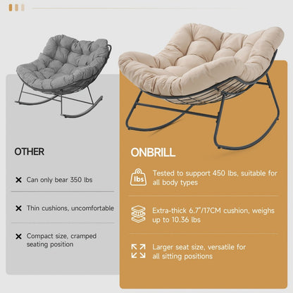 Oversized Outdoor Rocking Chair with Weather-Resistant Finish detail image - detail view 9
