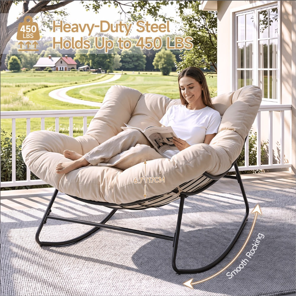 Outdoor Rocking Chair, Papasan Rocking Chair Oversized 450 lbs Capacity Outdoor Egg Chair shown in the main product view