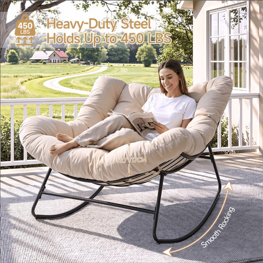 Outdoor Rocking Chair, Papasan Rocking Chair Oversized 450 lbs Capacity Outdoor Egg Chair shown in the main product view