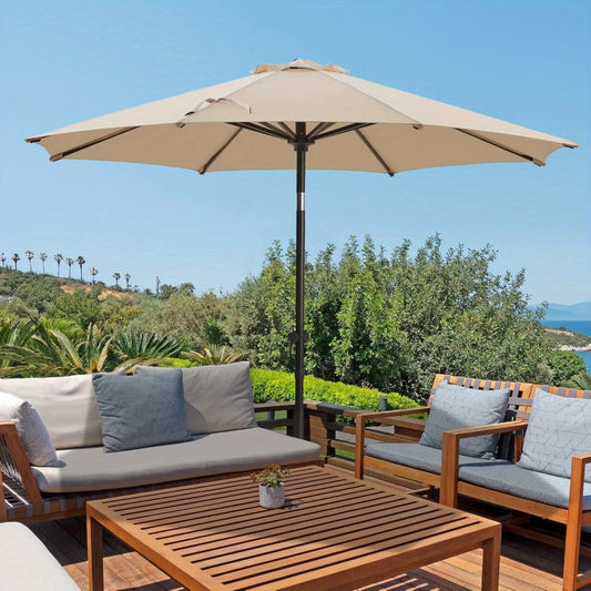 Patio Umbrella with Push Button Tilt Crank 8 Rib 99.8% UV Blocking Oxford Cloth Fade shown in the main product view