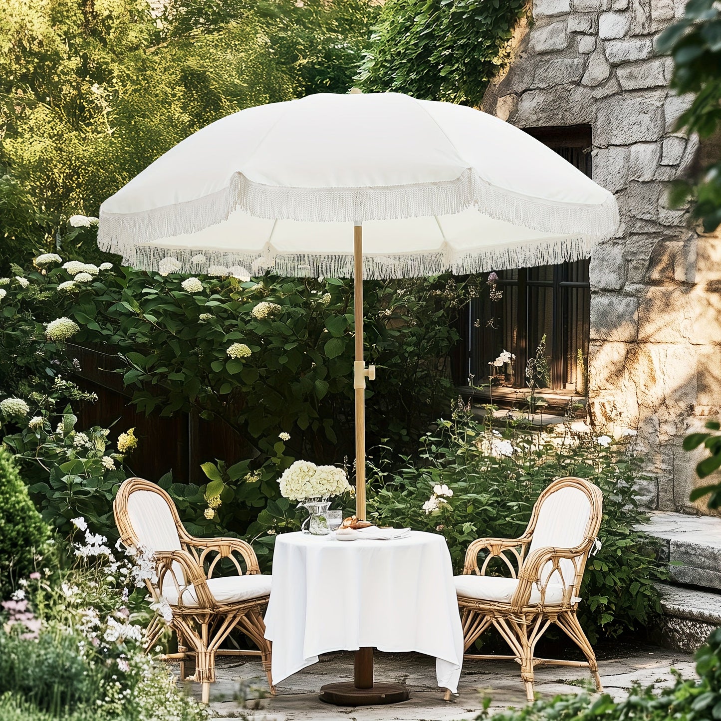 Patio Umbrella shown in the Beige option