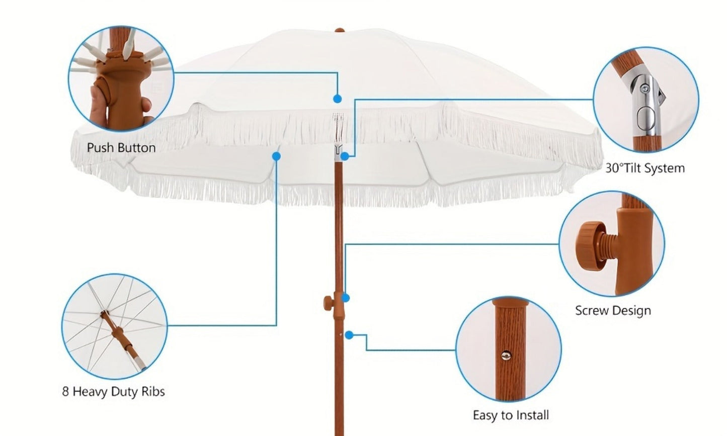 Patio Umbrella with Tilt Adjustment for Outdoor Shade and Protection detail image - detail view 15