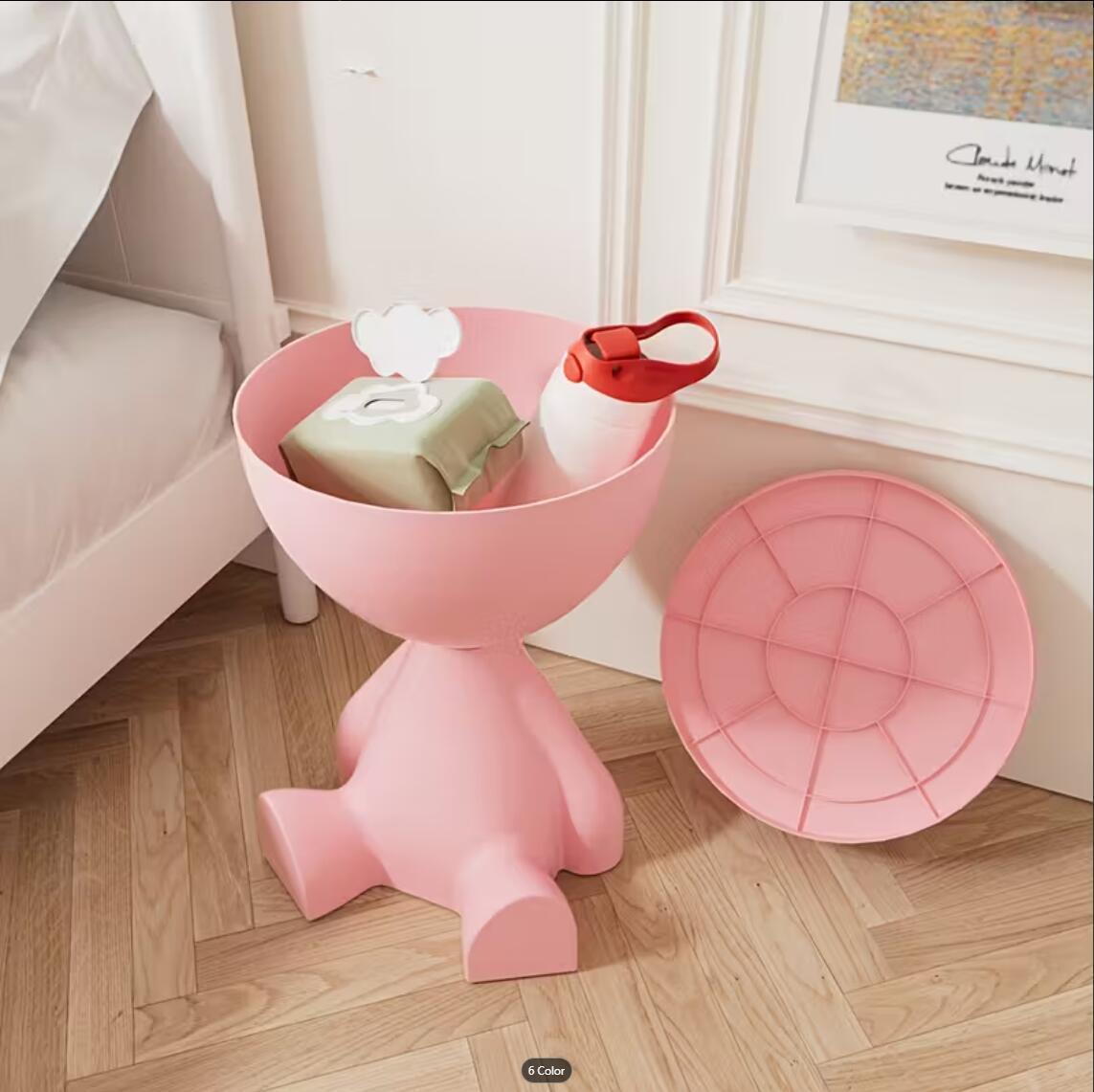 Plastic Nightstand with Side Table and Cup Holder for Bedroom detail image - detail view 11