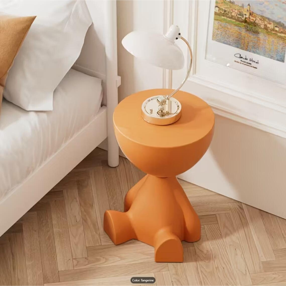 Nightstands, Bear-Shaped Nightstand Side Table - Cute Plastic Lamp & Cup Holder, Bedroom shown in the main product view