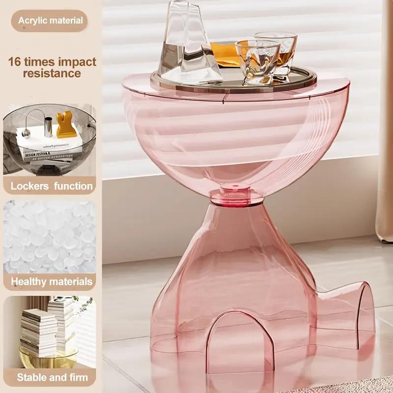 Nightstands shown in the Transparent Pink option