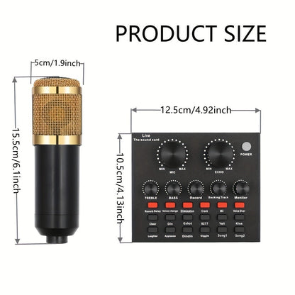 Podcast Equipment Set, Wired Microphone, BM800 Podcast Condenser Microphone And V8 Sound Card, Voice Changer-Audio Interface - Suitable for Recording, Singing, Streaming Media And Games detail image