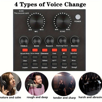Podcast Equipment Set, Wired Microphone, BM800 Podcast Condenser Microphone And V8 Sound Card, Voice Changer-Audio Interface - Suitable for Recording, Singing, Streaming Media And Games detail image - detail view 3