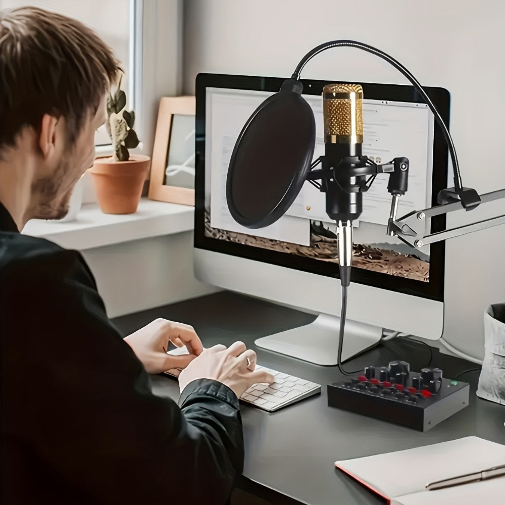 Podcast Equipment Set, Wired Microphone, BM800 Podcast Condenser Microphone And V8 Sound Card, Voice Changer-Audio Interface - Suitable for Recording, Singing, Streaming Media And Games detail image - detail view 5