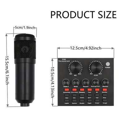 Podcast Equipment Set, Wired Microphone, BM800 Podcast Condenser Microphone And V8 Sound Card, Voice Changer-audio Interface - Suitable for Recording, Singing, Streaming Media And Games. detail image