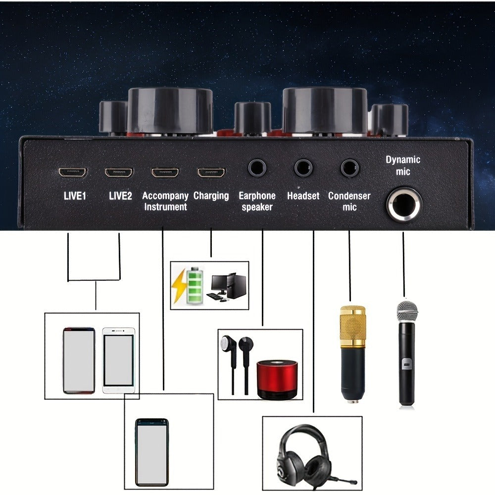 Podcast Equipment Set, Wired Microphone, BM800 Podcast Condenser Microphone And V8 Sound Card, Voice Changer-audio Interface - Suitable for Recording, Singing, Streaming Media And Games. detail image - detail view 8