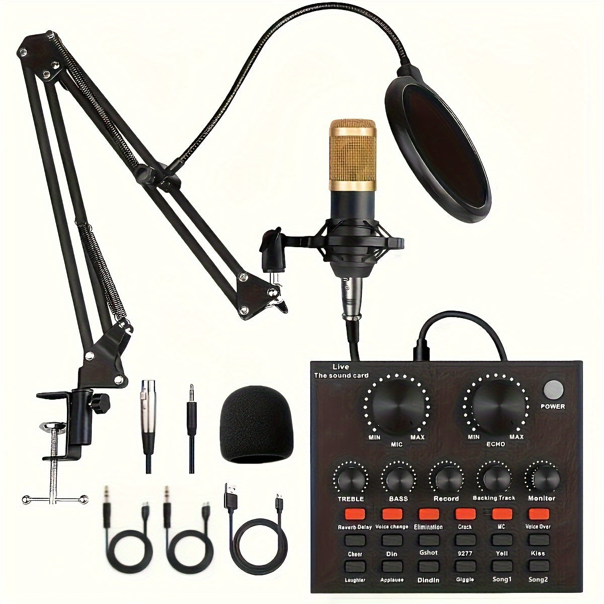 Podcast Equipment Set, Wired Microphone, BM800 Podcast Condenser Microphone And V8 Sound Card, Voice Changer-audio Interface - Suitable for Recording, Singing, Streaming Media And Games. variant image