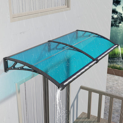 Door Awning shown in the Black Hold & Blue Panel, 80x150cm 32"x60" option