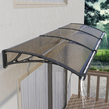 Door Awning shown in the Black Hold & Brown Panel, 80x300cm 32"x120" option