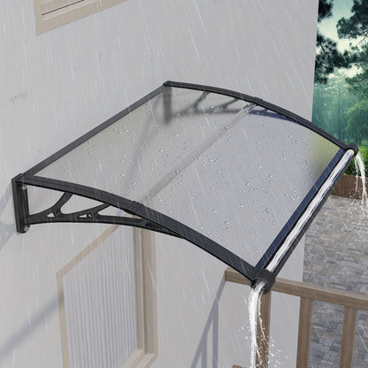 Door Awning shown in the Black Hold & Clear Panel, 80x100cm 32"x40" option