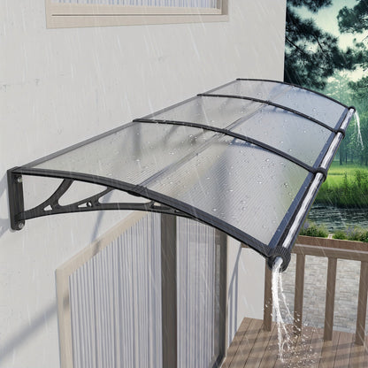 Door Awning shown in the Black Hold & Clear Panel, 80x150cm 32"x60" option