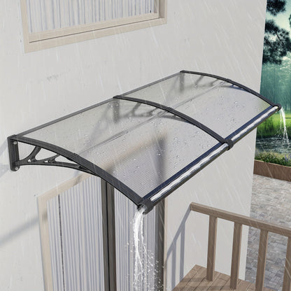 Door Awning shown in the Black Hold & Clear Panel, 80x200cm 32"x80" option