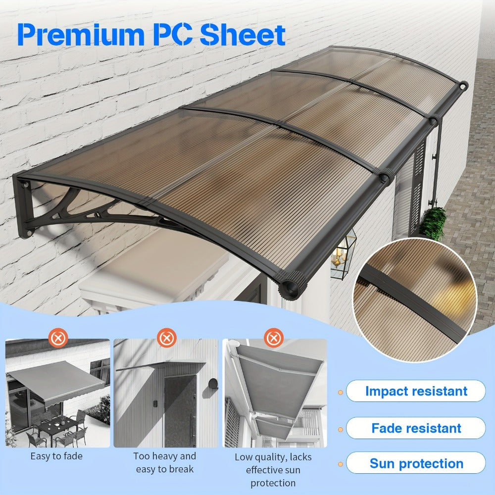 Polycarbonate Door Awning with UV Protection and Multiple Color Options for Patio detail image