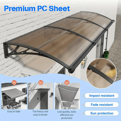 Polycarbonate Door Awning with UV Protection and Multiple Color Options for Patio detail image