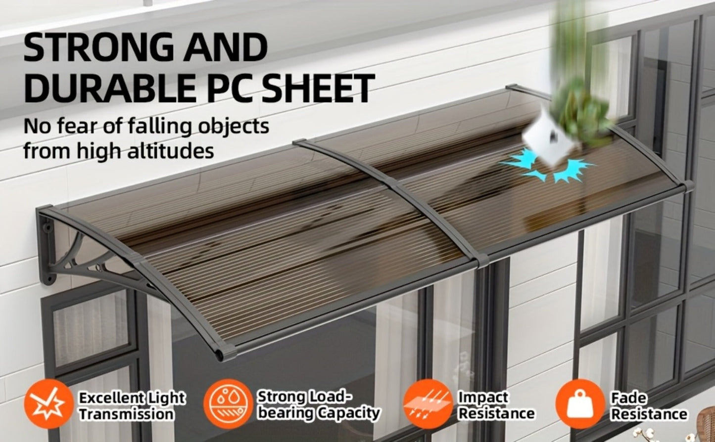 Polycarbonate Door Awning with UV Protection and Multiple Color Options for Patio detail image - detail view 20